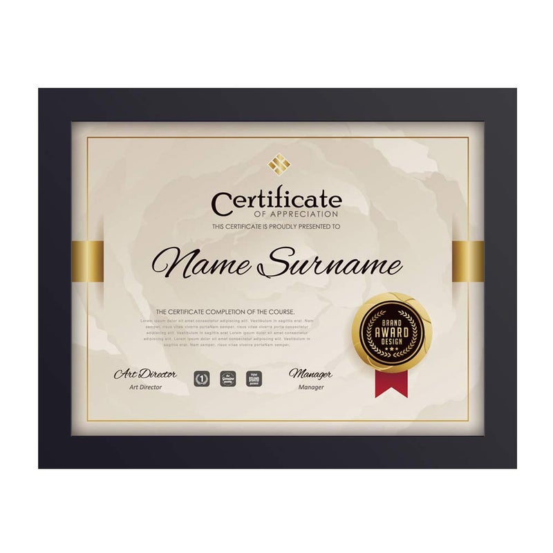 RPJC Document or Certificate Frames Made of Solid Wood High Definition Glass and Display Diplomas 8.5x11 Inch Standard Paper Frame Black - Image 1